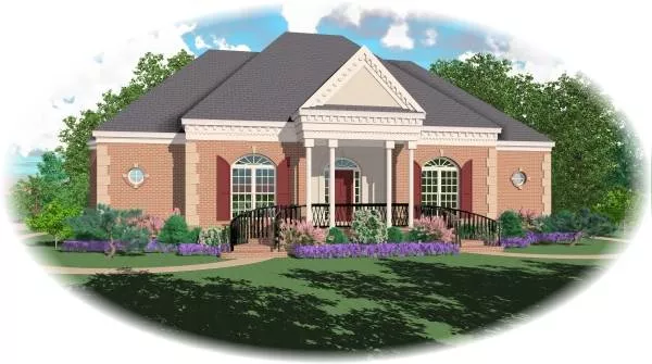 image of single story traditional house plan 8158